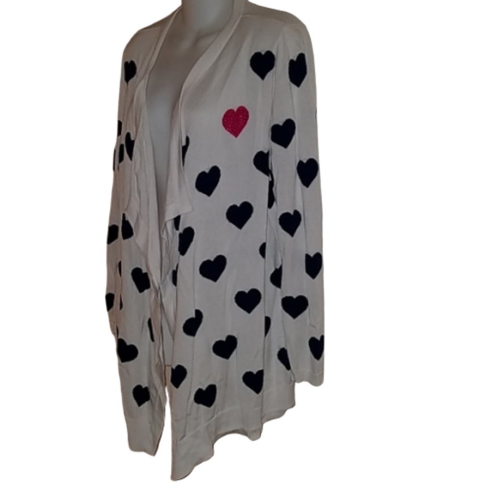 Faith & Zoe Intarsia Heart Sweater Cardigan - Picture 5 of 9